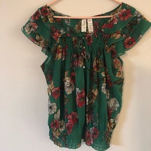 Floral Green Top